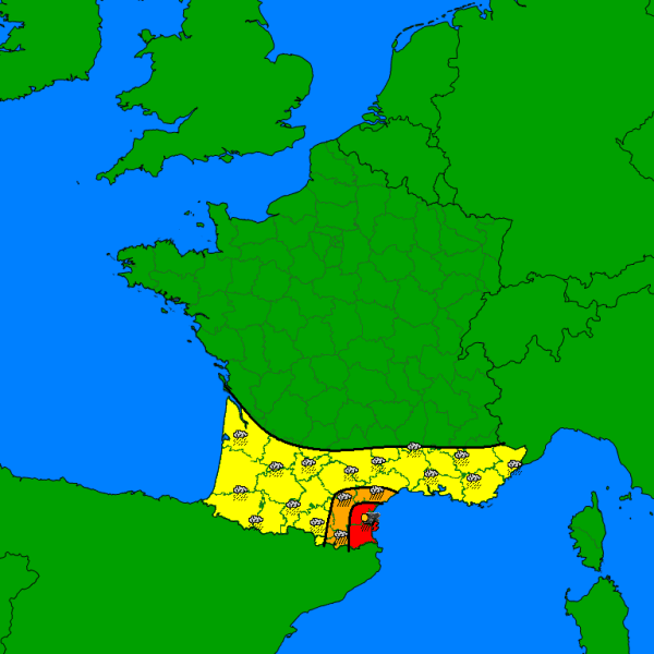 code rood zuiden van Frankrijk