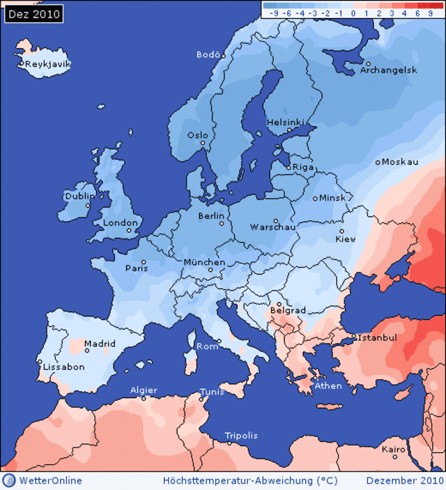 December 2010 temperatuur Europa