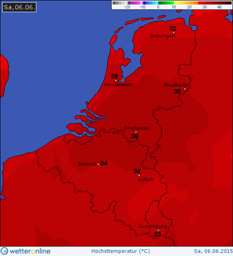 voorspelling temperatuur zaterdag