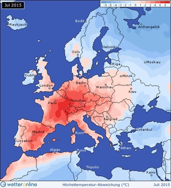 Temperatuurafwijking-juli 2015-Europa