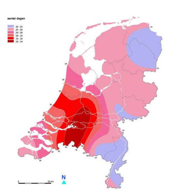 Onweer Nederland voorkeursgebied