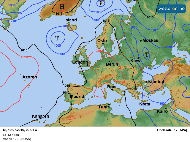 Hogedrukgebied boven Centraal-Europa