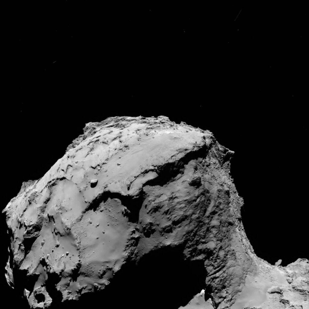 Zicht op de komeet vanop 15,5 km afstand