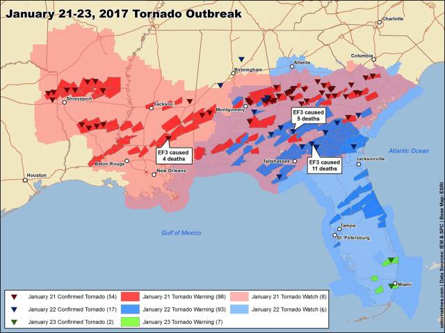 tornado outbreak januari 2017