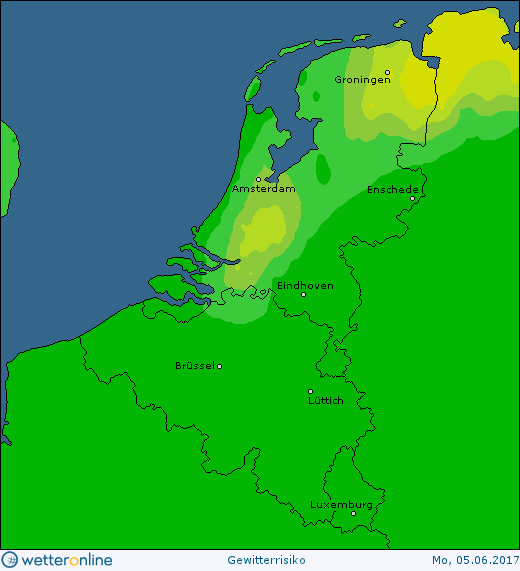 kans op onweer voor Nederland