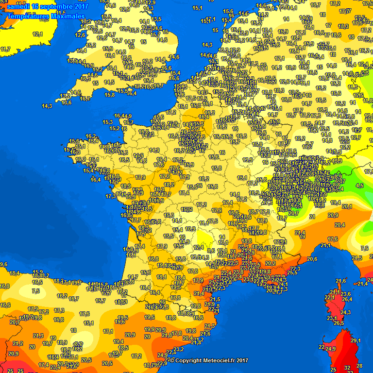 Op zaterdag 16 september kregen de westelijke gebieden in de Benelux hun koudste dag tot nu toe. Ook daar werden maximale waarden gemeten rond 13 à 14 graden. In het oosten werd het toen lokaal 17 graden.