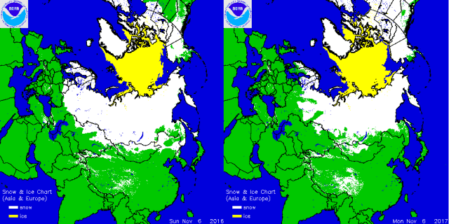 actuele sneeuwbedekking Eurazië