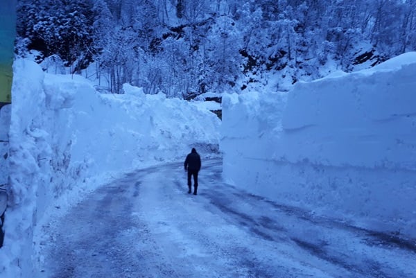 Sneeuwmuren in Vaujany.