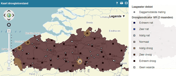 Droogtekaart Vlaanderen