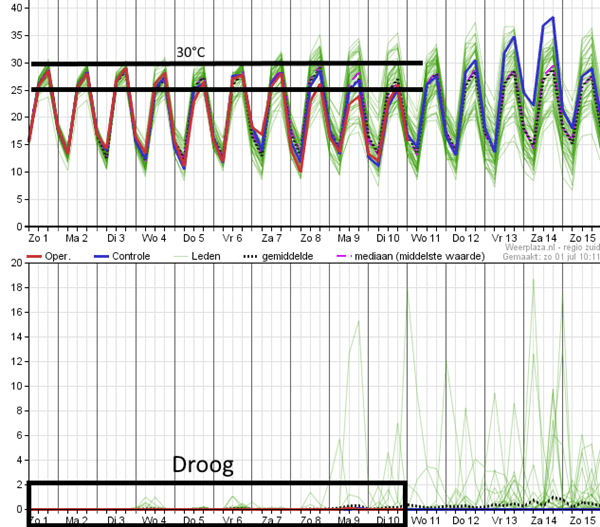 De weerpluim van ECMWF