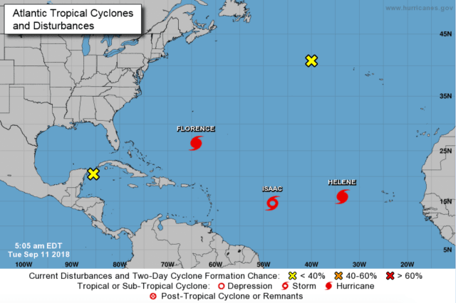 3 actieve orkanen op de Atlantische Oceaan