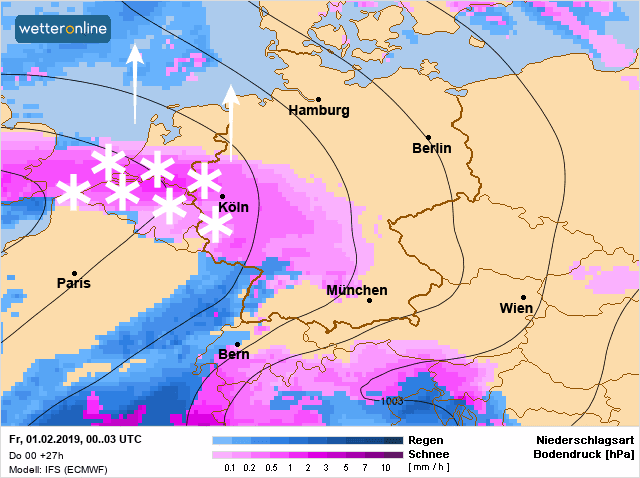 Vannacht trekt een sneeuwzone van zuid naar noorde over de Benelux.