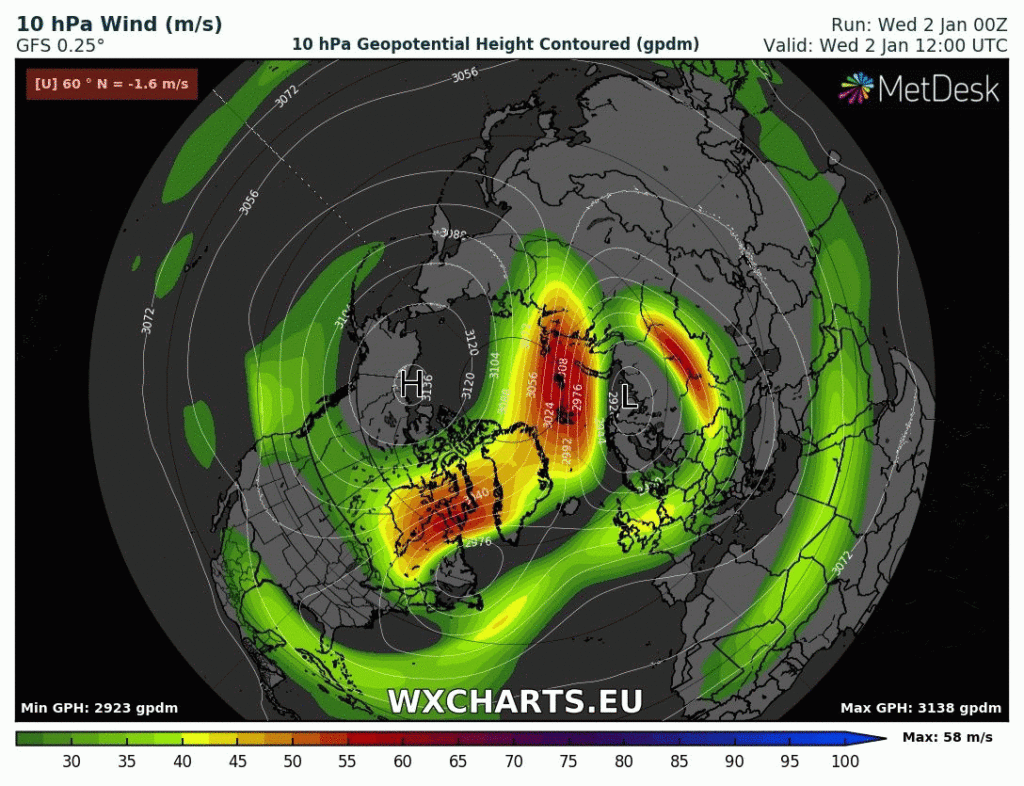 De Polar Vortex is gesplitst in verschillende delen. Dit blijft de komende periode.