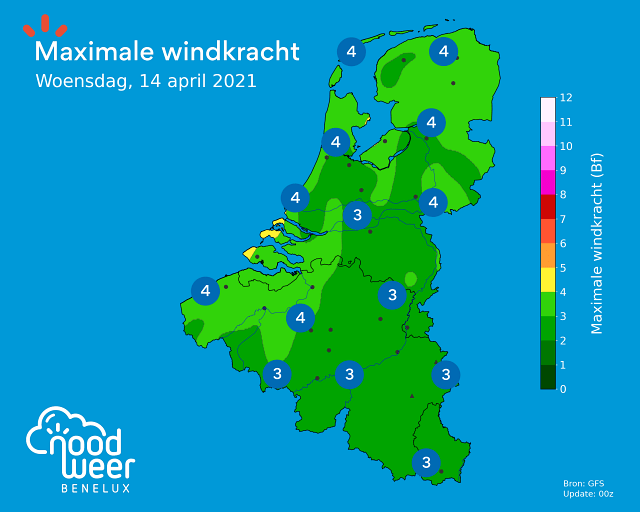 Maximale windkracht tijdens Brabantse Pijl 2021
