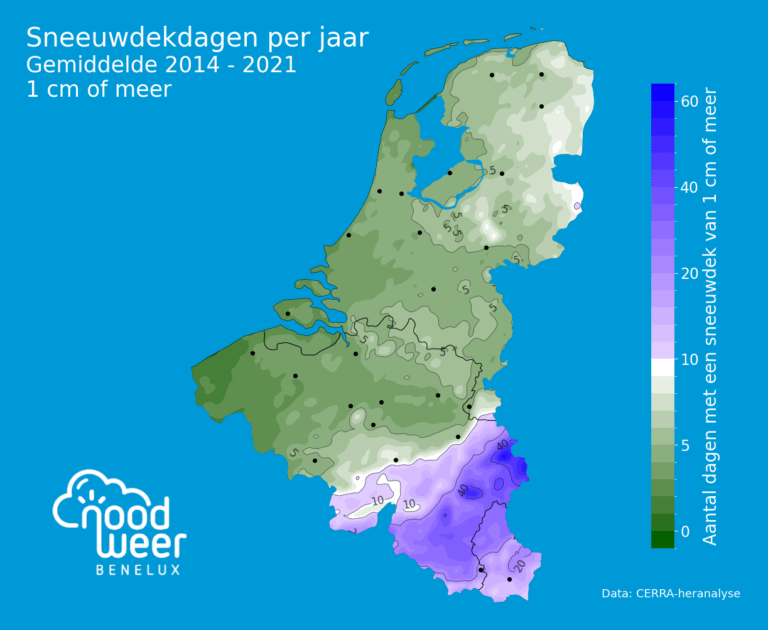 Waar in de Benelux valt de meeste en minste sneeuw? - NoodweerBenelux