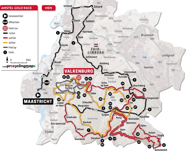 Parcours Amstel Gold Race 2024 voor de mannen