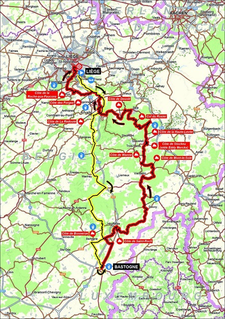 Parcours Luik-Bastenaken-Luik 2024 voor de mannen
