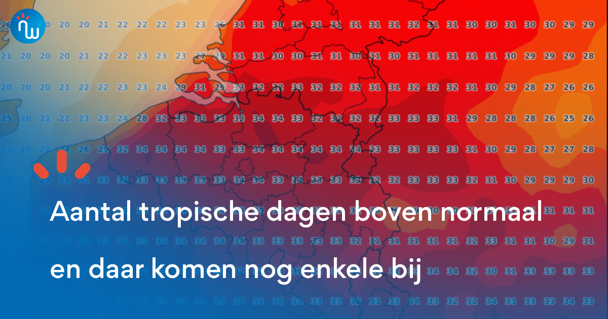 Aantal tropische dagen nu al ruim boven normaal (en daar komen nog enkele bij)
